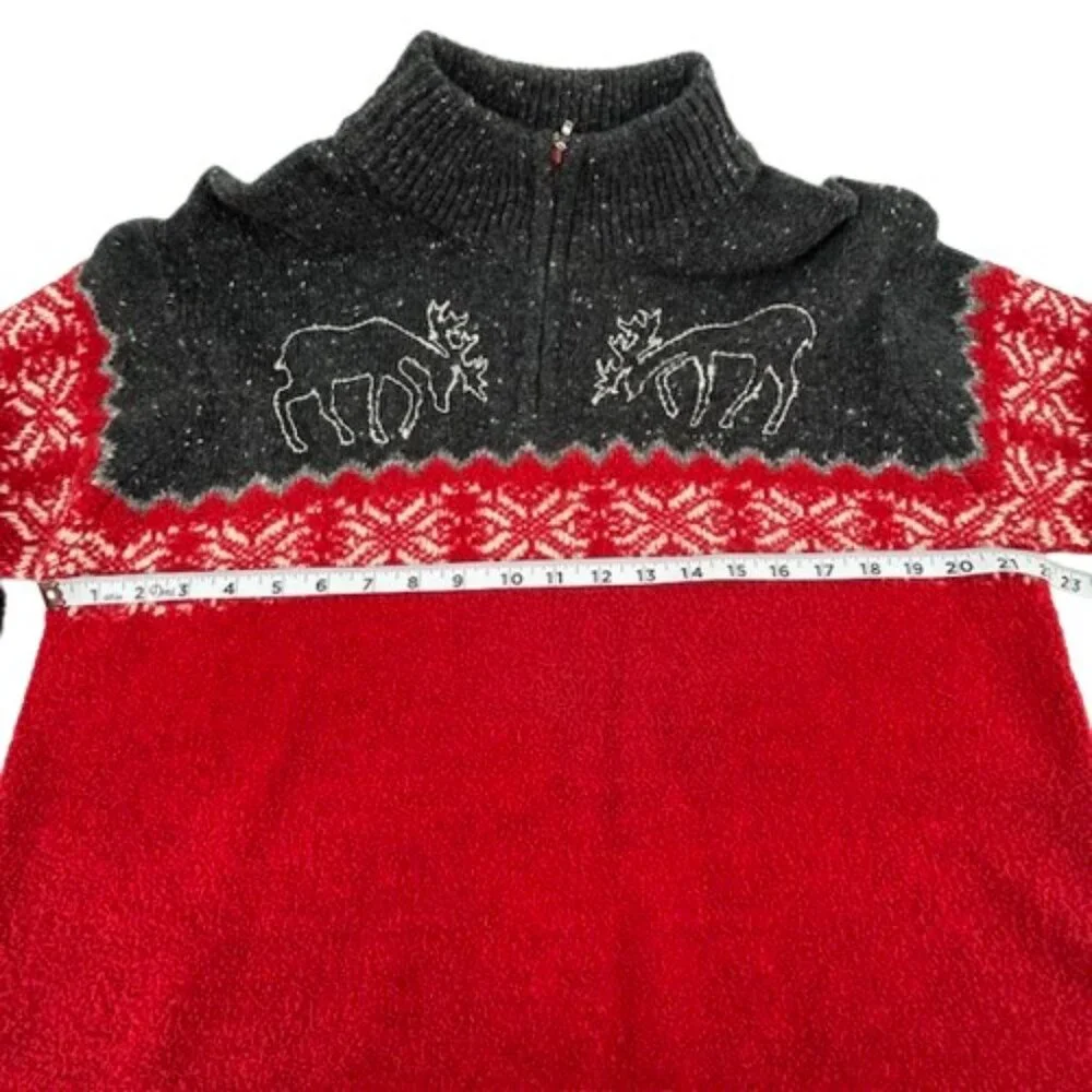 Jones New York Women's Large Holiday Reindeer Snowflakes Sweater Wool Blend‎